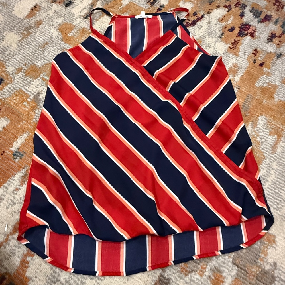 Bright color stripe sleeveless tank dress blouse top women ladies clothes shirt